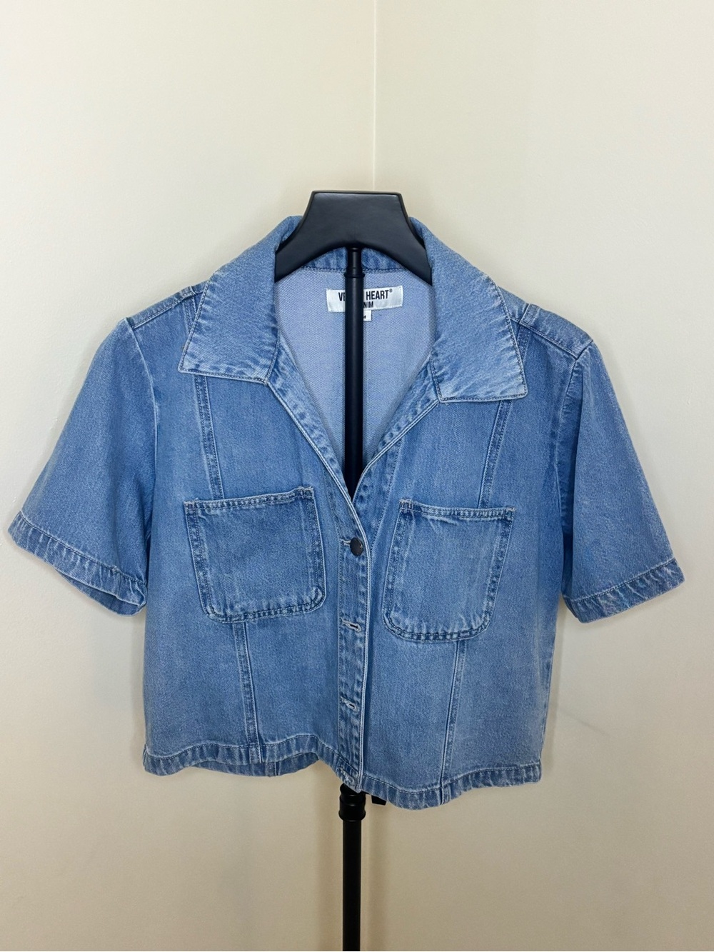 Velvet Heart Light Blue Denim Cropped Shirt
